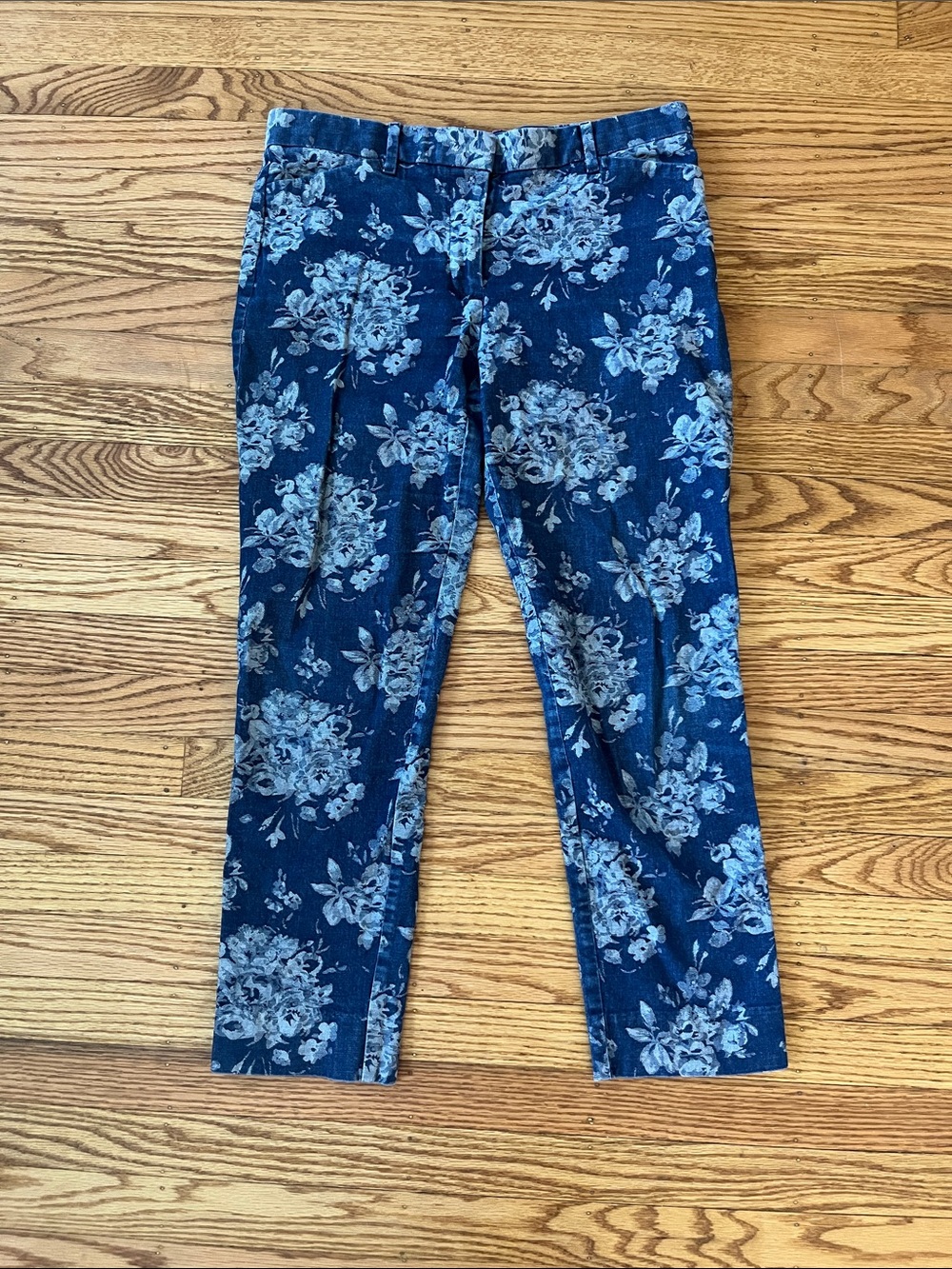 Gap Floral Print Jeans Slim Cropped Stretch Dark Wash Size 4
